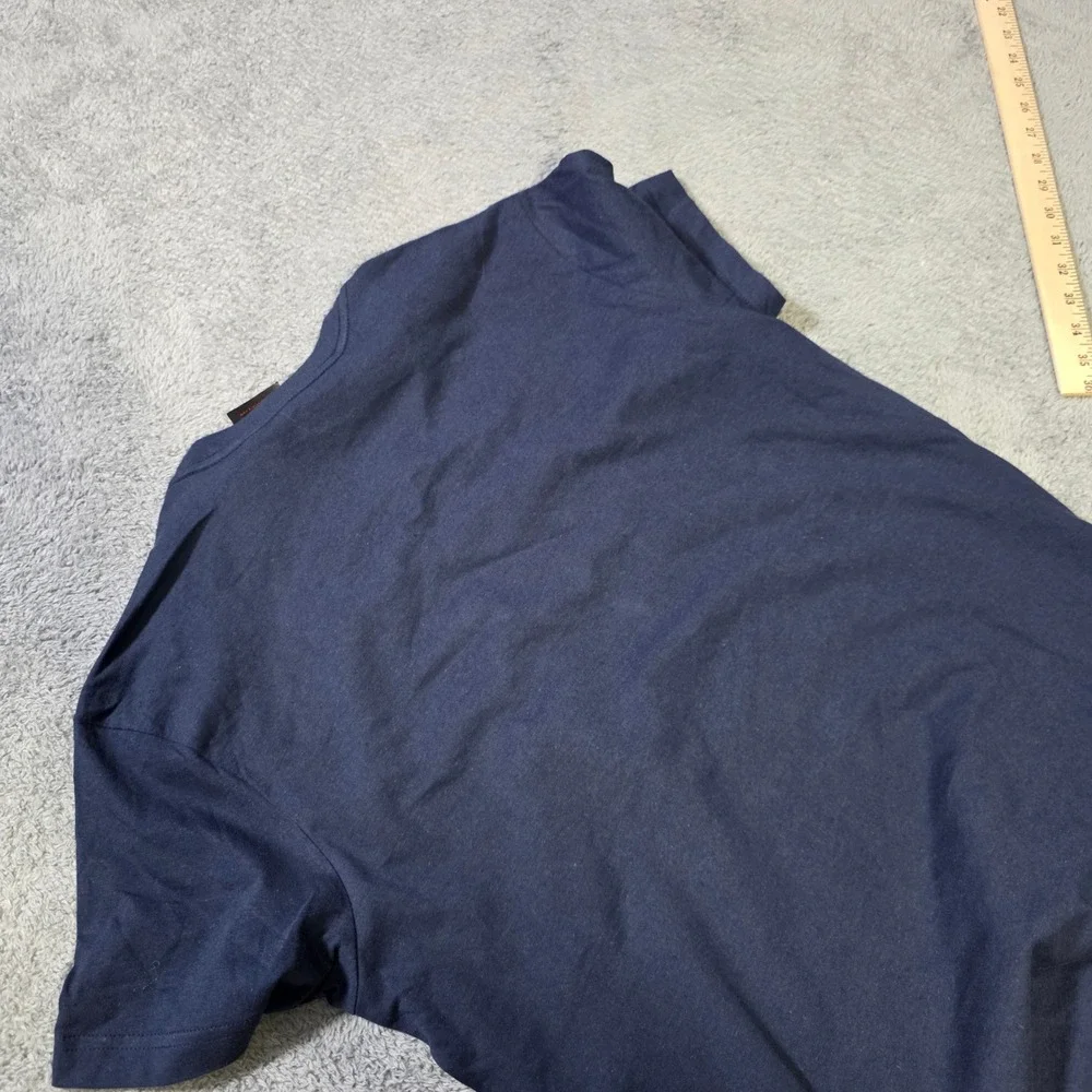 Guess Mens Large T-Shirt Officer Blue Macfarlane Print Geometric Striped Logo - Picture 6 of 7